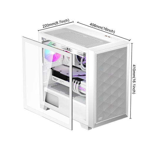 PCCOOLER C3D310 M-ATX Gaming PC Case in White 120mm 240MM 350mm
