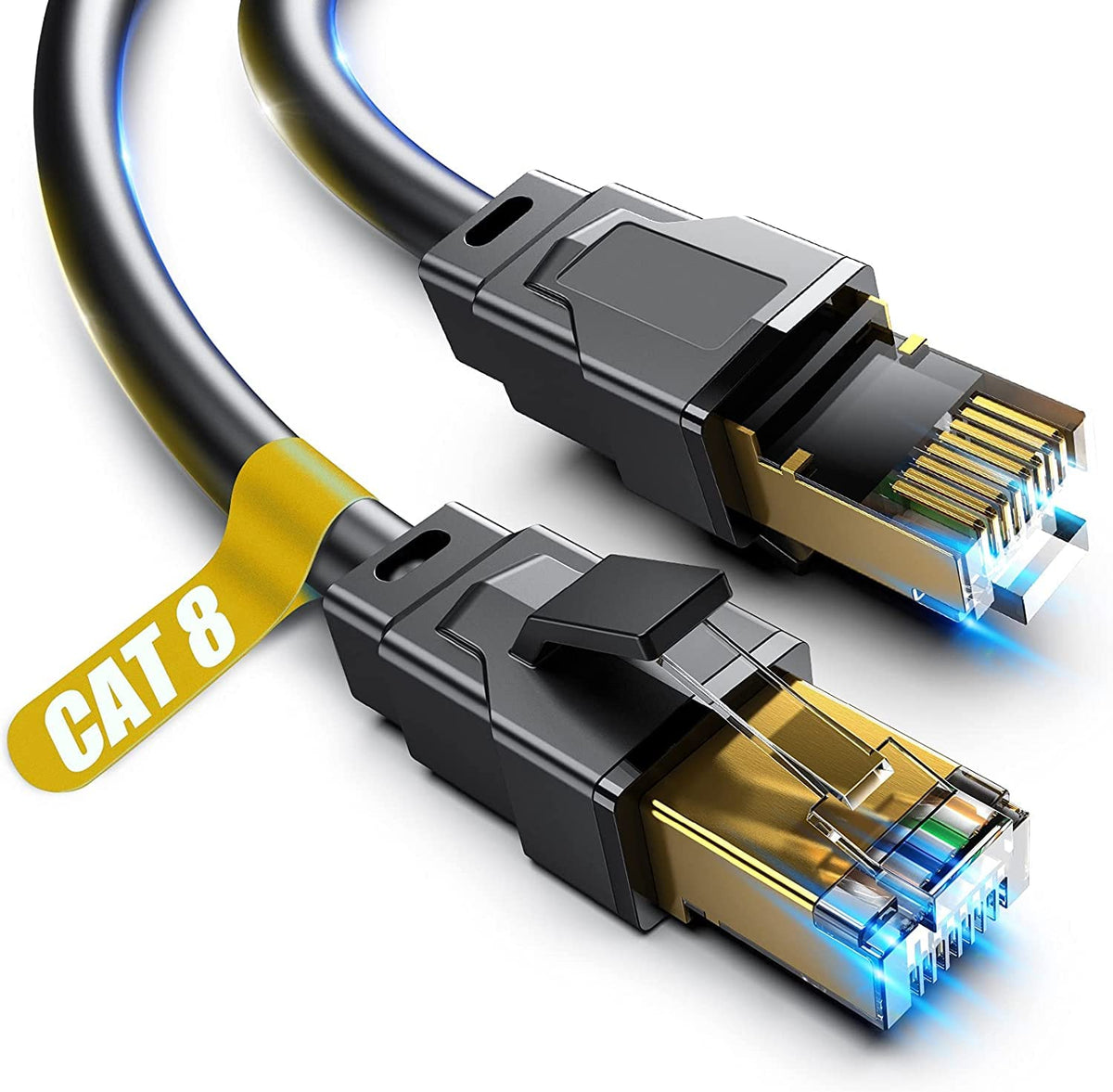 Akake Cat 8 Ethernet Cable Heavy Duty High Speed Internet Network , Professional LAN Cable Shielded in Wall Indoor&Outdoor (1M) in Black