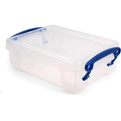 Really Useful Box 0.35 Litre Clear Plastic Storage Container 6x Pack with Clip Handles
