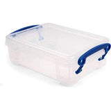 Really Useful Box 0.35 Litre Clear Plastic Storage Container 6x Pack with Clip Handles