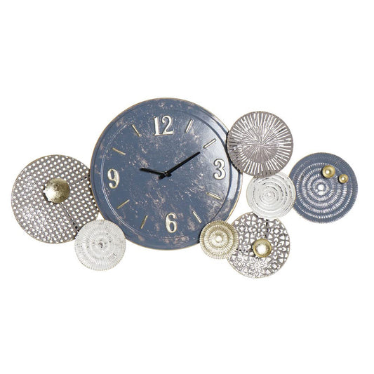 Home Decor Grey Blue Metal Circles Hanging Wall Clock, Large 95cm