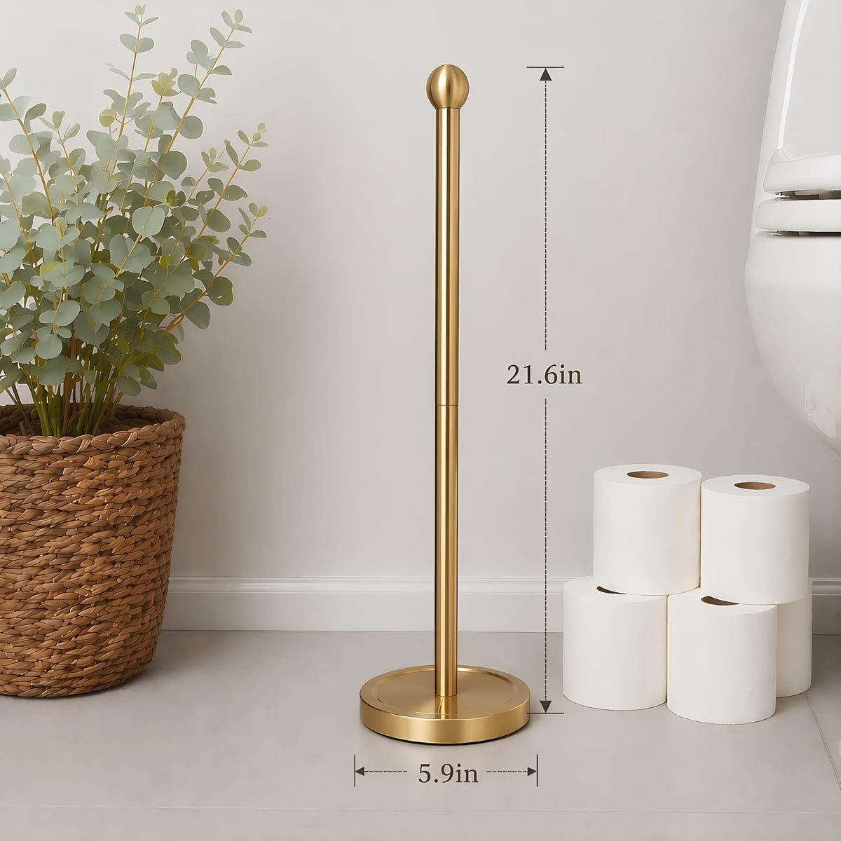Gold Toilet Paper Holder Stand with Reserve for 4 Rolls