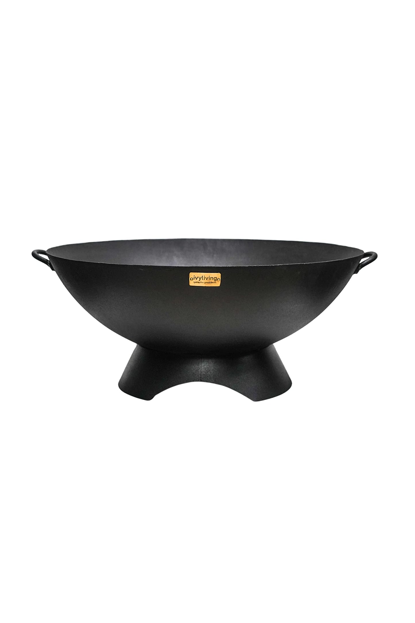 Round Artisan Firebowl Iron Fire Pit in Black 71cm by Ivyline 