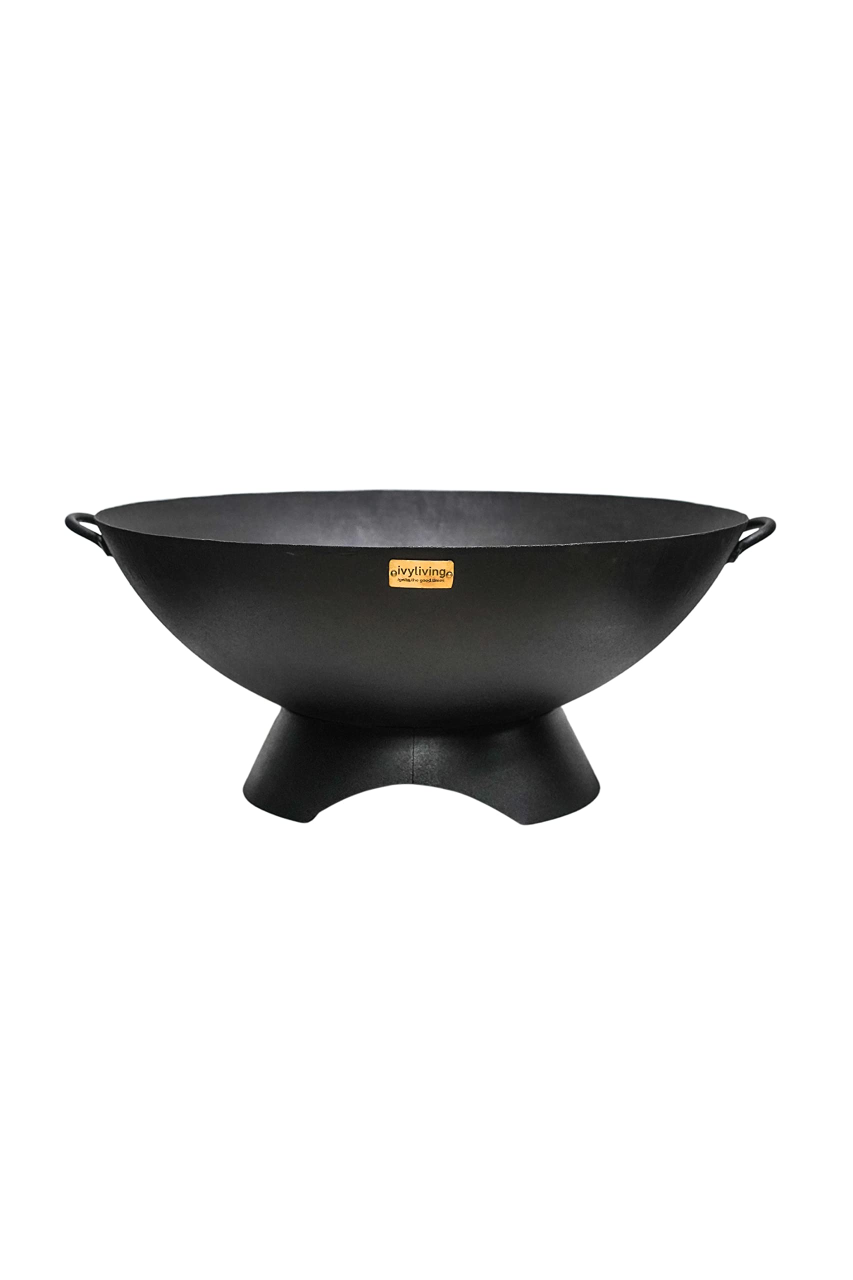 Round Artisan Firebowl Iron Fire Pit in Black 71cm by Ivyline 