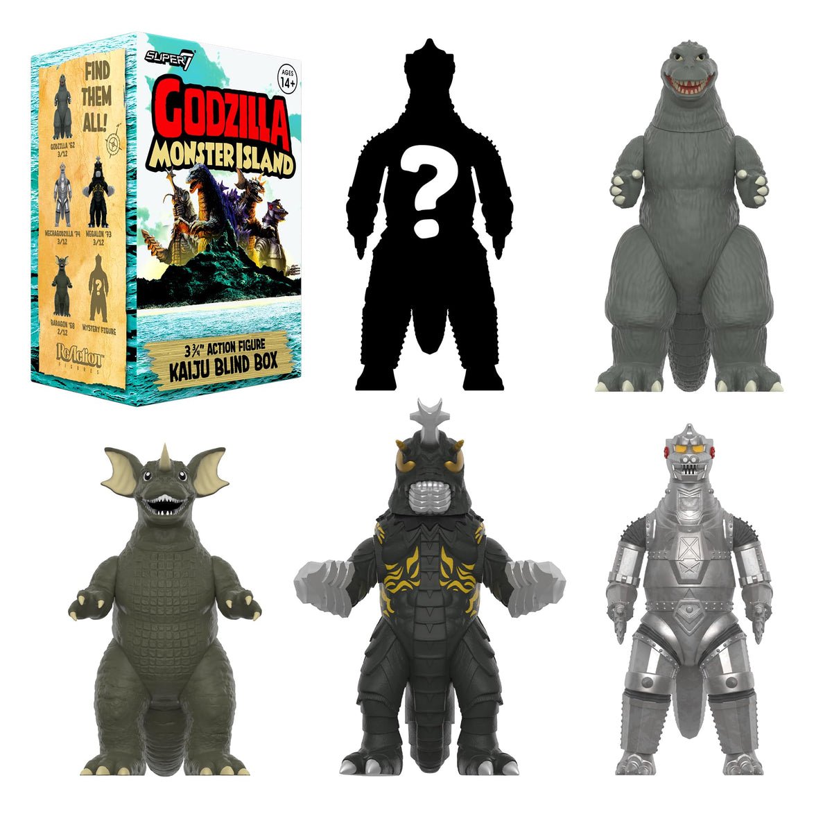 Super7 Toho Godzilla Monster Island Blind Box 12 Pack Action Figures