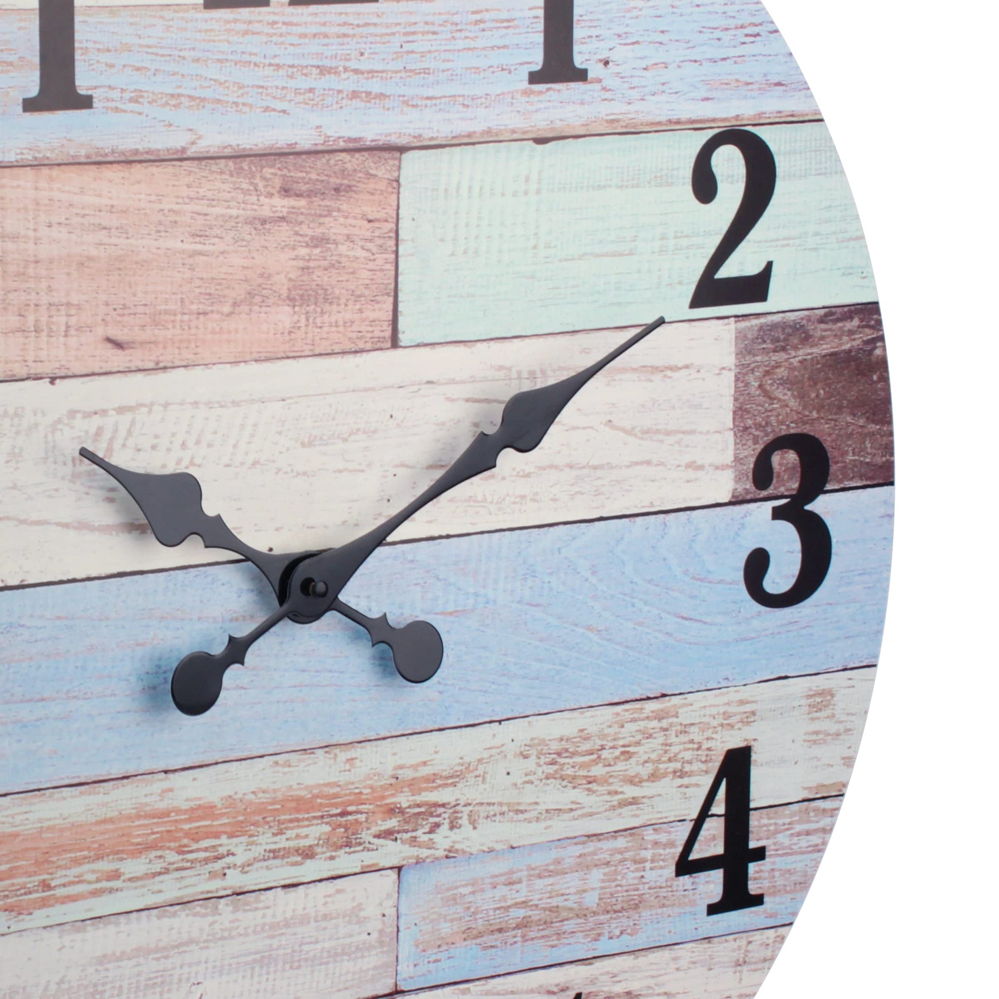 Rustic 23" Wall Clock in Wood Blue Vintage Coastal Style Design 