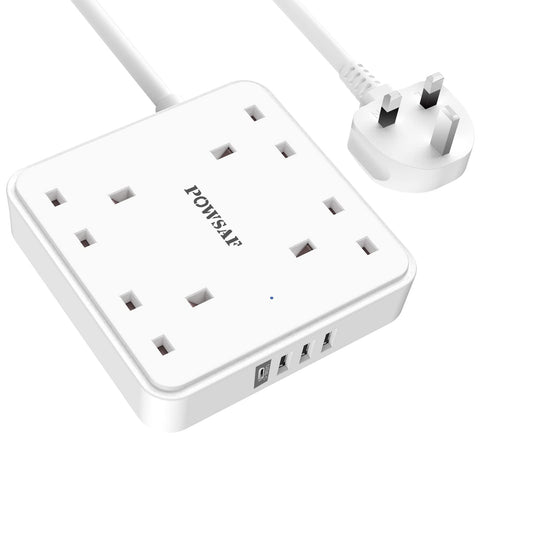4 Way Extension Lead 2M with 4 USB Ports - Power Strip Extension Cord