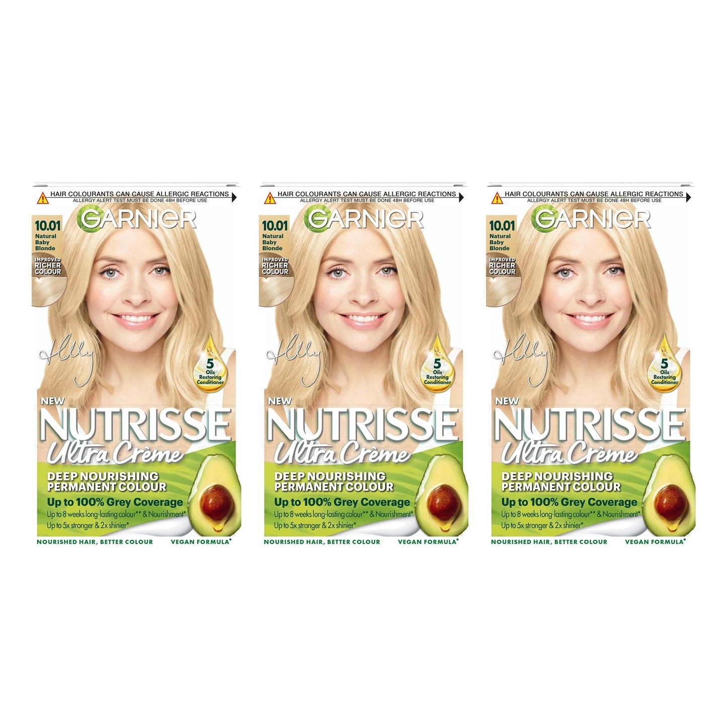 Garnier Nutrisse Ultra Crème Permanent Hair Dye 10.01 Natural Baby Blonde (pack of 3)