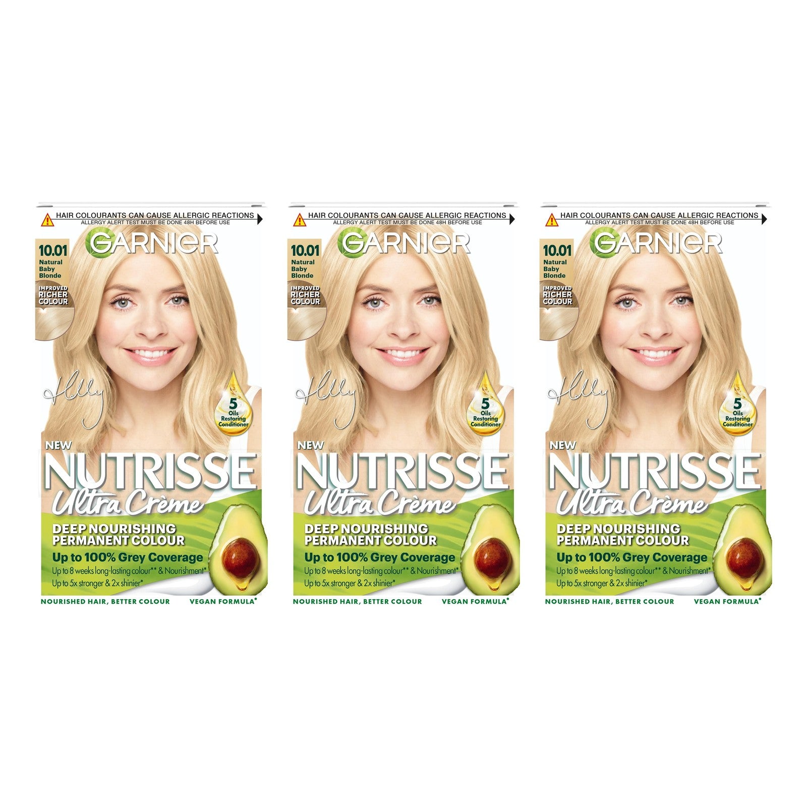 Garnier Nutrisse Ultra Crème Permanent Hair Dye 10.01 Natural Baby Blonde (pack of 3)