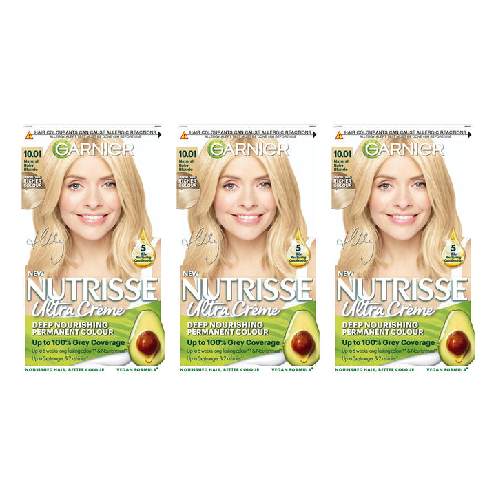 Garnier Nutrisse Ultra Crème Permanent Hair Dye 10.01 Natural Baby Blonde (pack of 3)