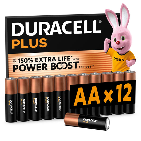 Duracell Plus AA Alkaline Batteries 12 Pack 1.5V - 100% Extra Life