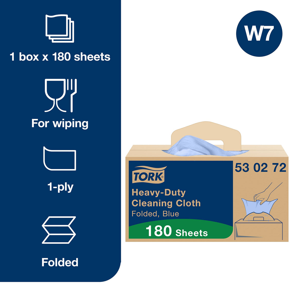 Tork Heavy-Duty Cleaning Cloth Blue W7 – 180 Cloths