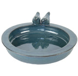 Fallen Fruits Round Ceramic Bird Bath Petrol Blue