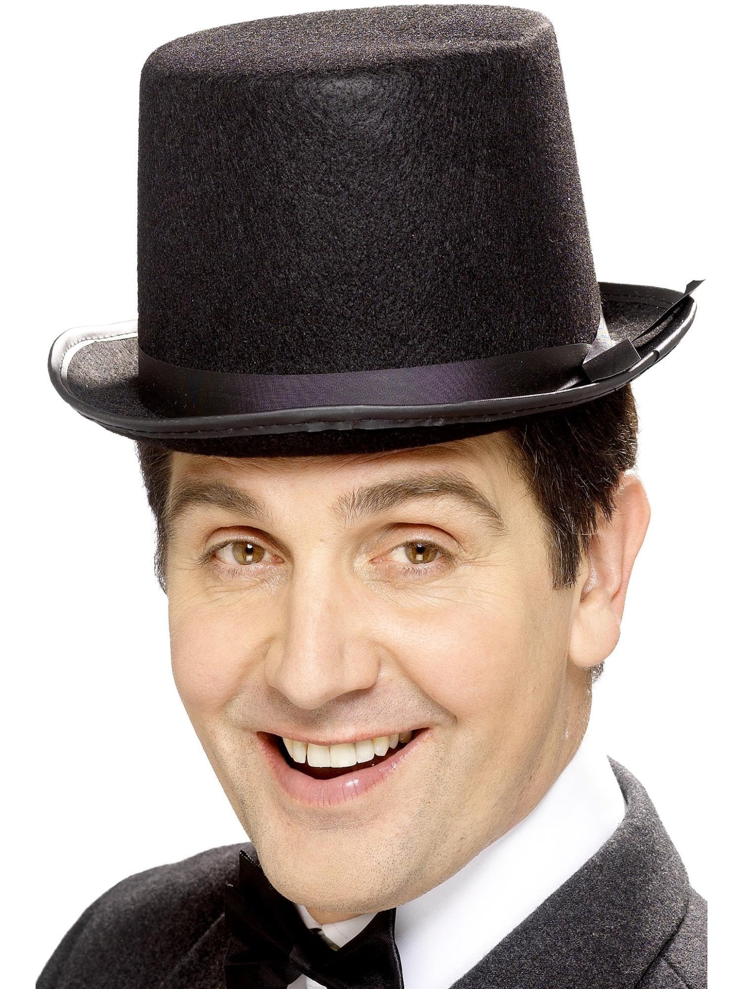 Smiffys Black Felt Topper Hat with Band - Adult Fancy Dress