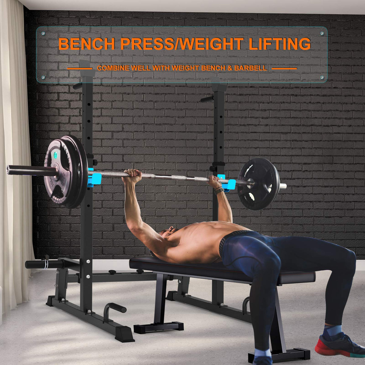Heavy Duty Squat Rack Multi-Function Barbell Dip Stand Height Adjustable