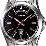 Casio MTP-1370D-7A2VDF 40mm Stainless Steel Silver Watch & Black Dial