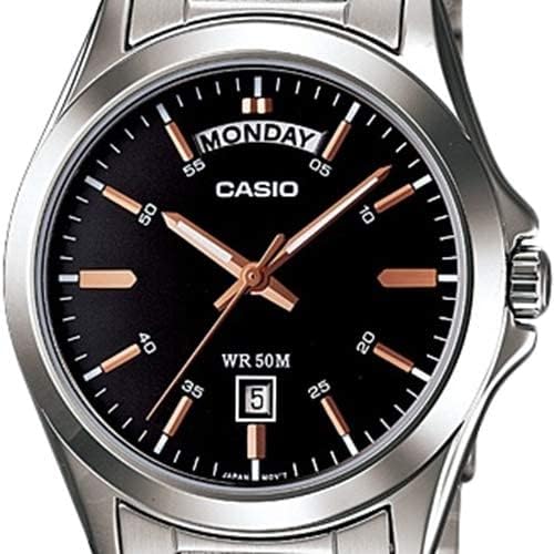 Casio MTP-1370D-7A2VDF 40mm Stainless Steel Silver Watch & Black Dial