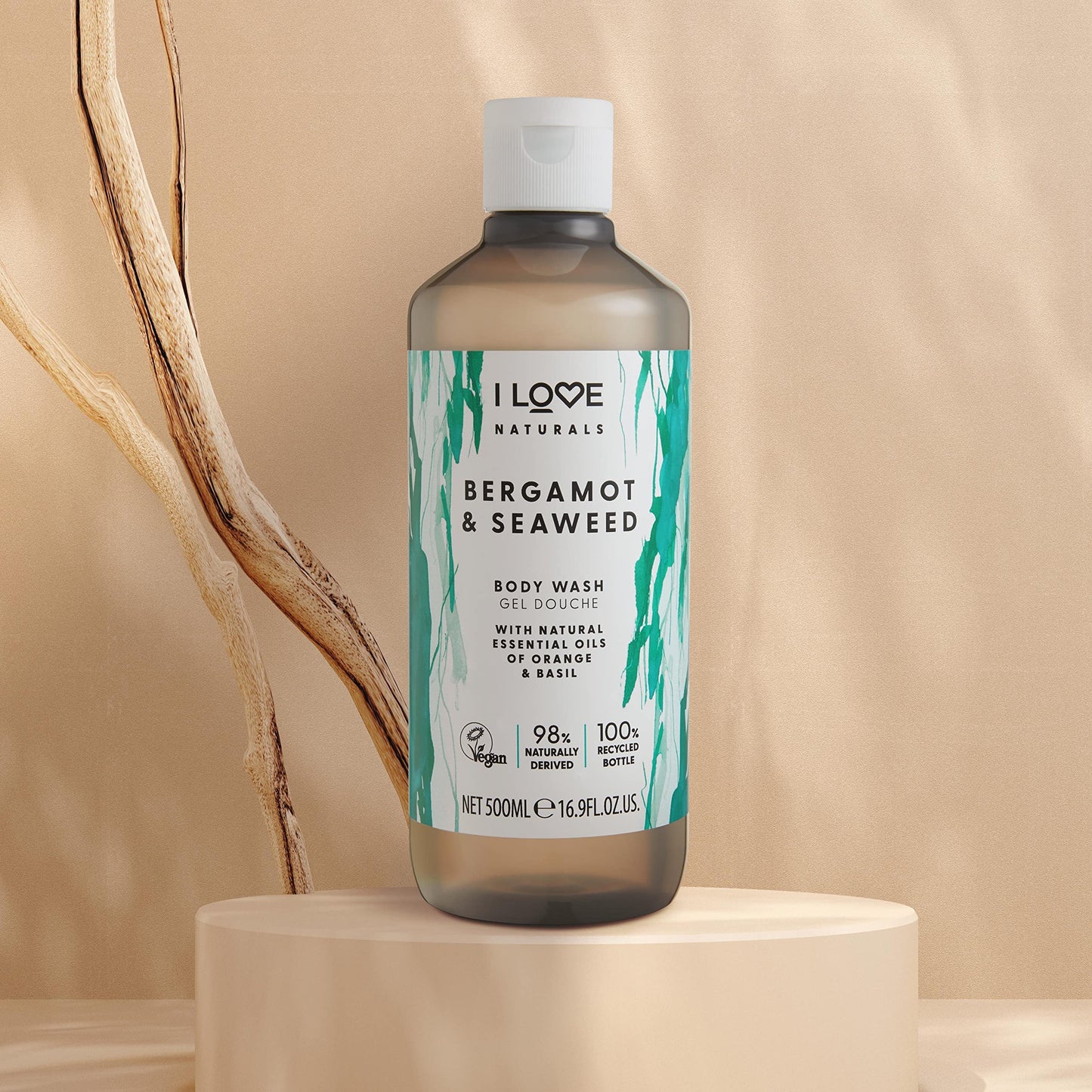I LOVE Naturals Bergamot & Seaweed Body Wash 3 x 500ml with Natural Essential Oils