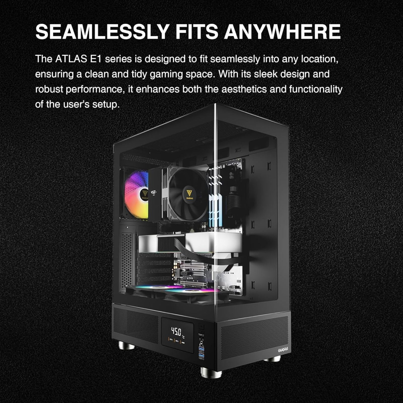 GAMDIAS Atlas E1 ATX Mid-Tower Gaming Case 3 x 120mm ARGB Fans