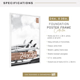 MCS Gallery Foundation 24x36 Poster Frame White, Vertical & Horizontal Wall Hanging Large Picture Frame for Photos, Posters & Art Prints