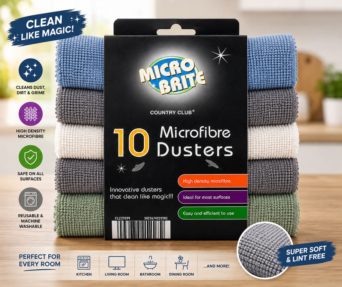 Micro Brite Microfibre Dusters 20Pack, Premium Soft Lint-Free Cleaning Cloths