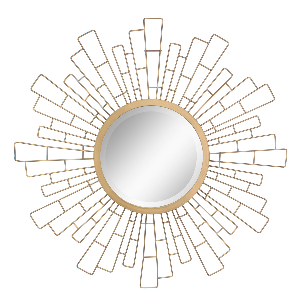 Stonebriar 23.6" Round Sunburst Hanging Mirror Antique Gold Metal