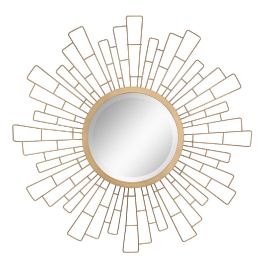 Stonebriar 23.6" Round Sunburst Hanging Mirror Antique Gold Metal