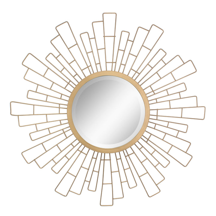 Stonebriar 23.6" Round Sunburst Hanging Mirror Antique Gold Metal