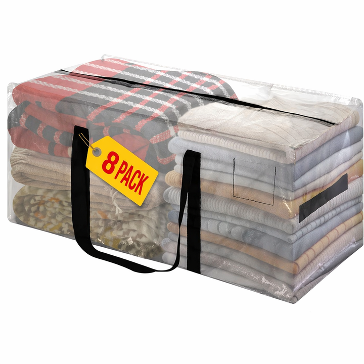 8 Pack 90L Heavy Duty Moving Bags/Storage Totes, Water-Resistant Packing Bags - 74 x 36cm 