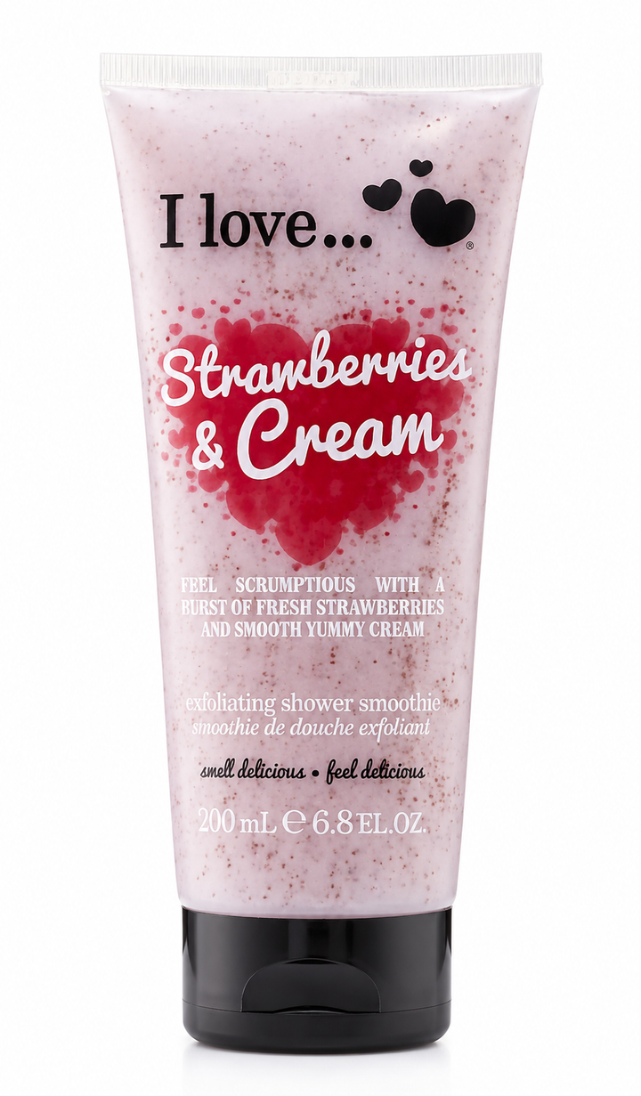 I LOVE Exfoliating Strawberries & Cream Shower Smoothie Fruity Body Scrub 200ml