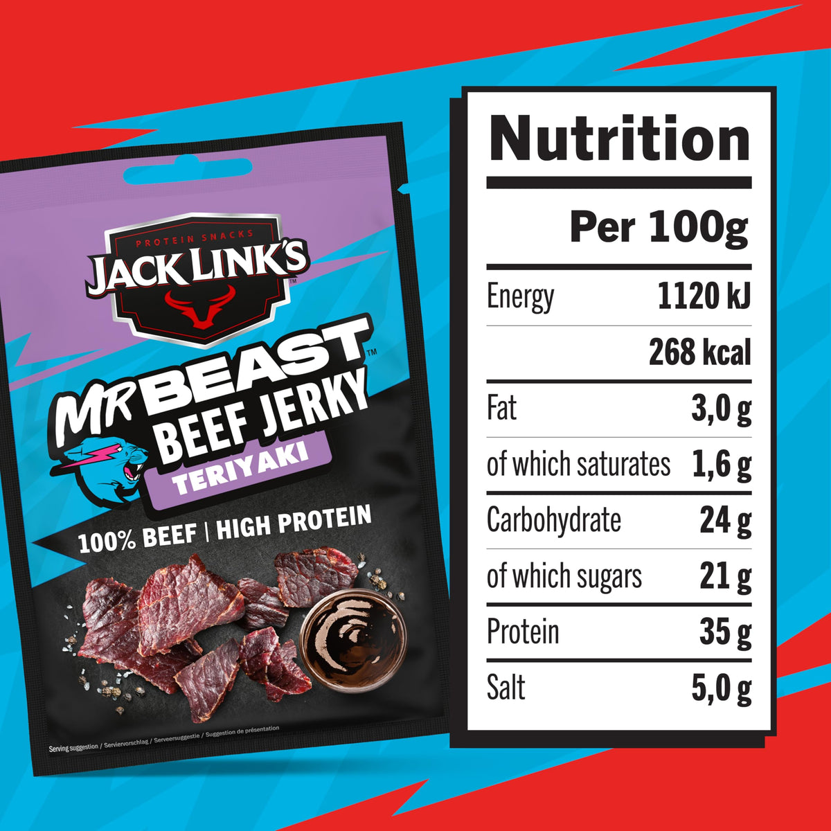 Jack Link's Beef Jerky Teriyaki 12 x 40g High Protein Snack