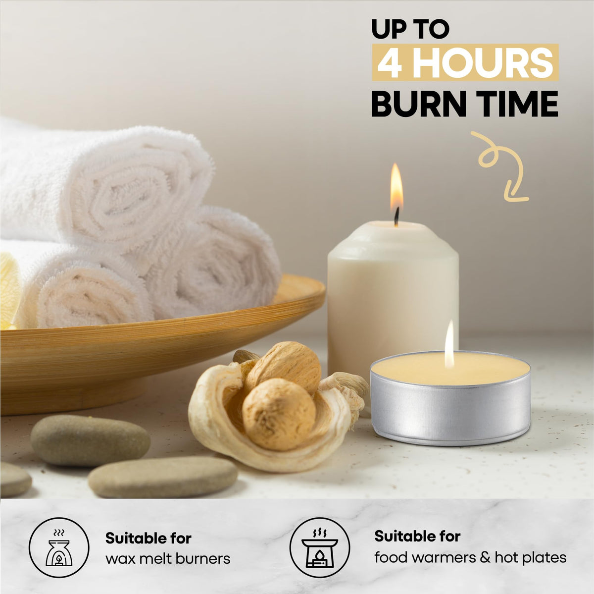 Price's Candles Petali Vanilla Scented Tealights 25 Pack, 4-5 Hour Burn Time