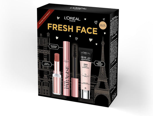 L'Oréal Paris Fresh Face Primer, Lipstick & Mascara Trio Gift Set