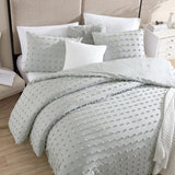 Swift Home Full/Queen Gray Comforter Set - 3 Piece Tufted Pom Poms