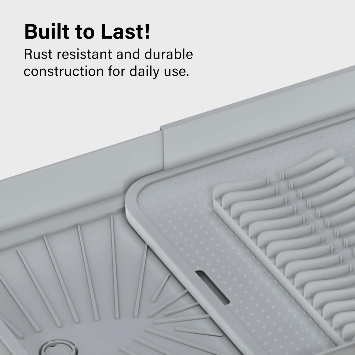 Extendable Dish Drainer Rack with Cutlery Holder in Grey by Vivo, Fits all Sinks