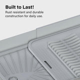 Extendable Dish Drainer Rack with Cutlery Holder in Grey by Vivo, Fits all Sinks