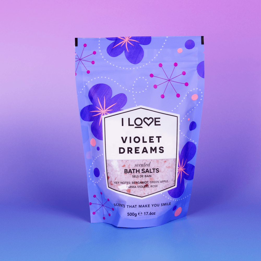 I LOVE Signature Violet Dreams Scented Bath Salts 500g - All Natural Ingredients