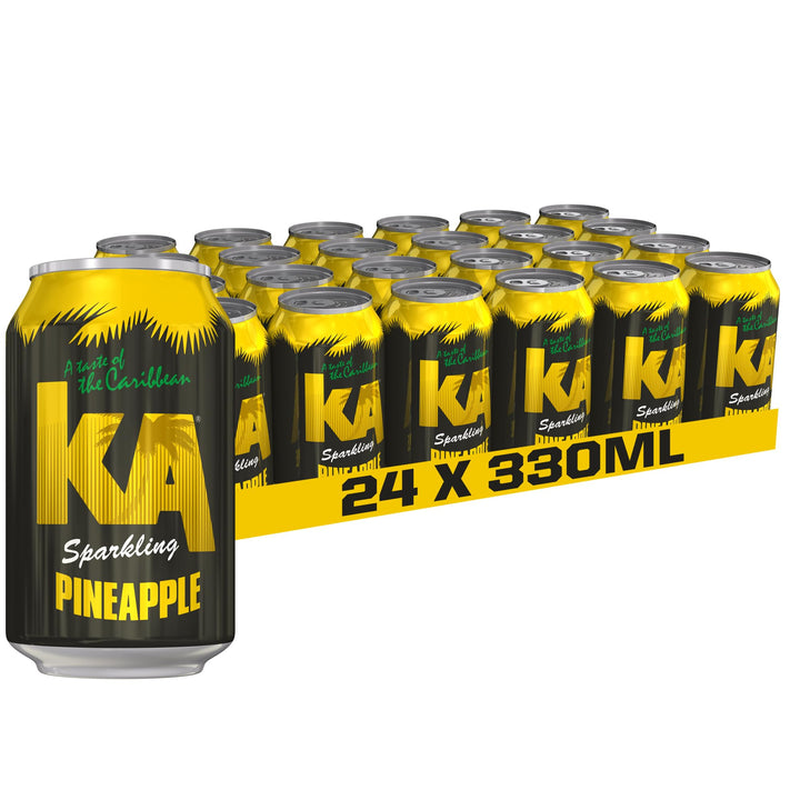 KA Caribbean Pineapple Fizzy Drinks 24 x 330ml Cans Multipack