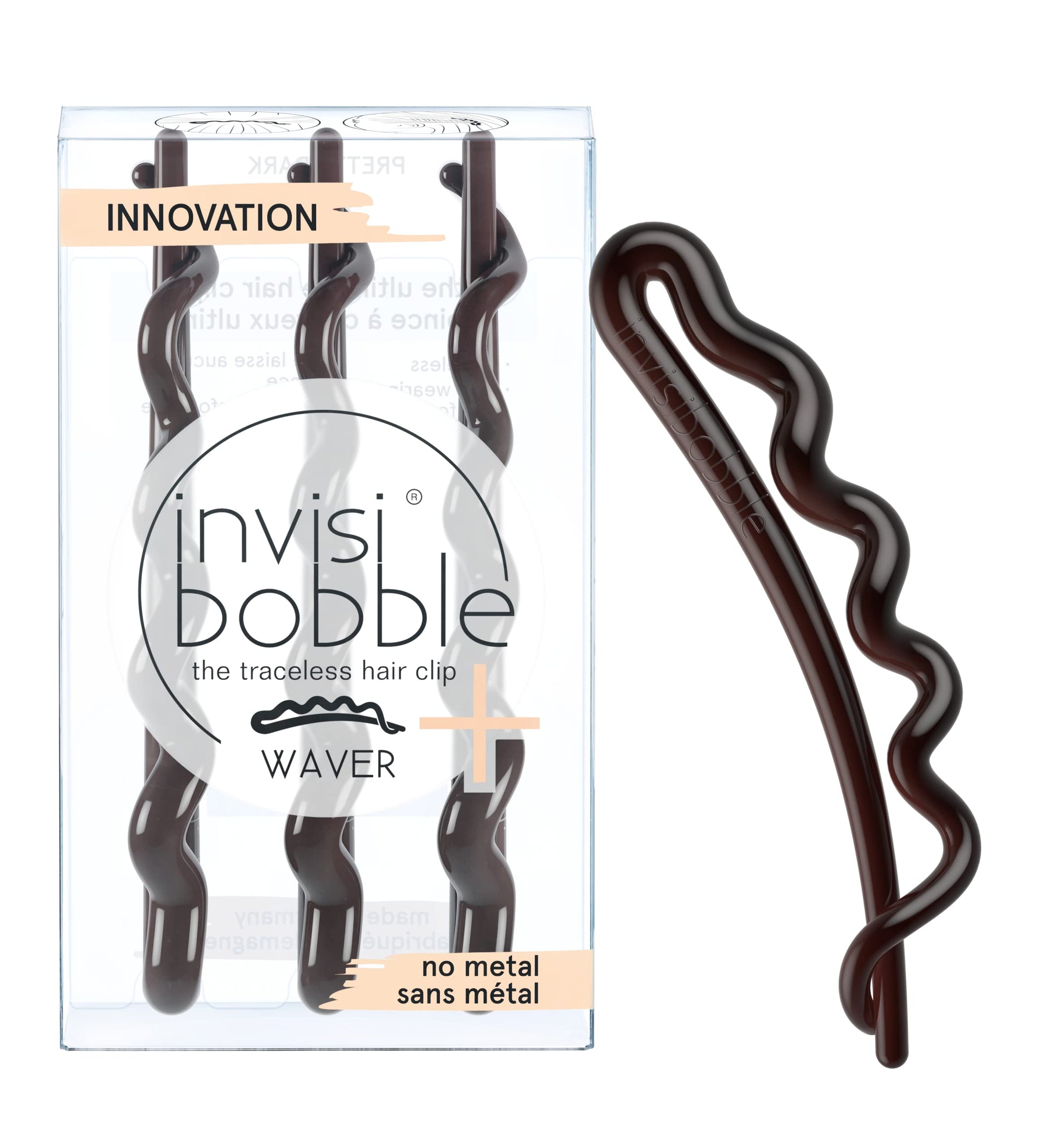 INVISIBOBBLE Waver Pretty Dark 3 Pack Hair Clips - Traceless Hair Hold