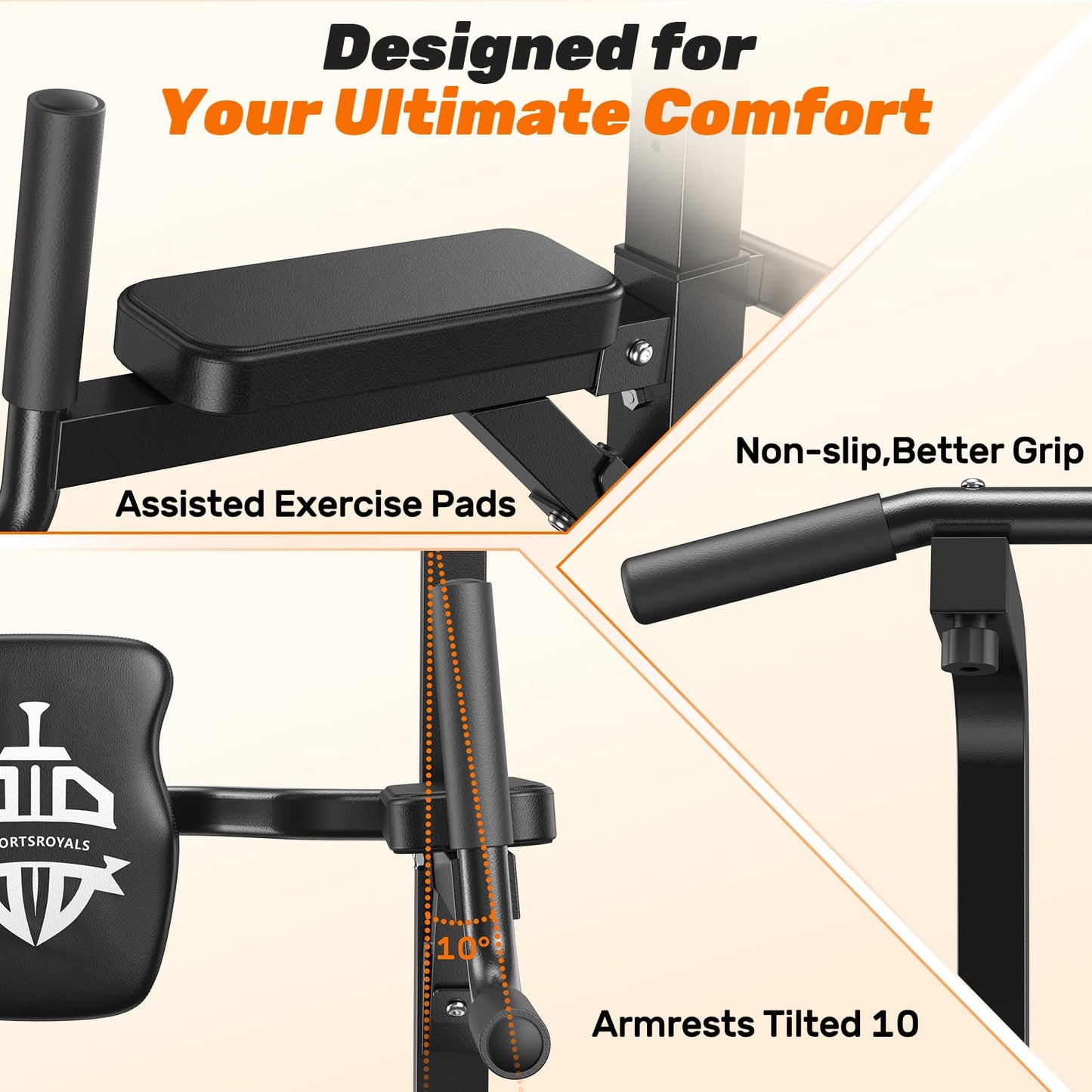 Sportsroyals Power Tower Dip Station Pull Up Bar 204kg Home Gym