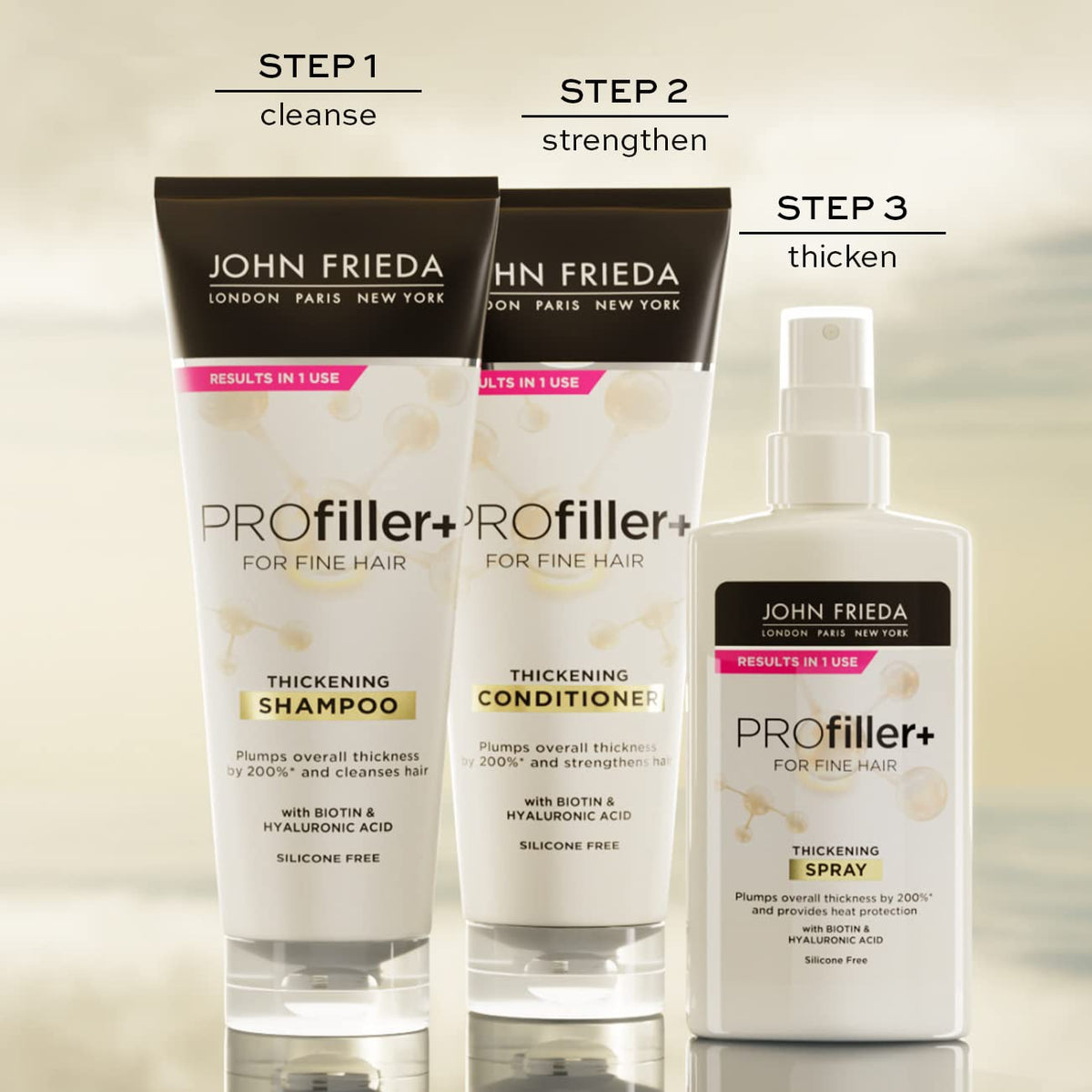 John Frieda PROfiller+ Thickening Spray 150ml - Heat Protection for Fine Hair