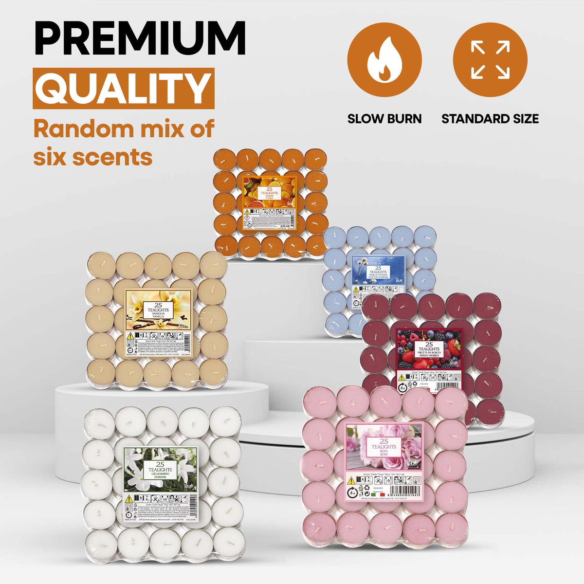 Price's Petali Scented Tealights Mixed Pack 150 - 6 Unique Fragrances