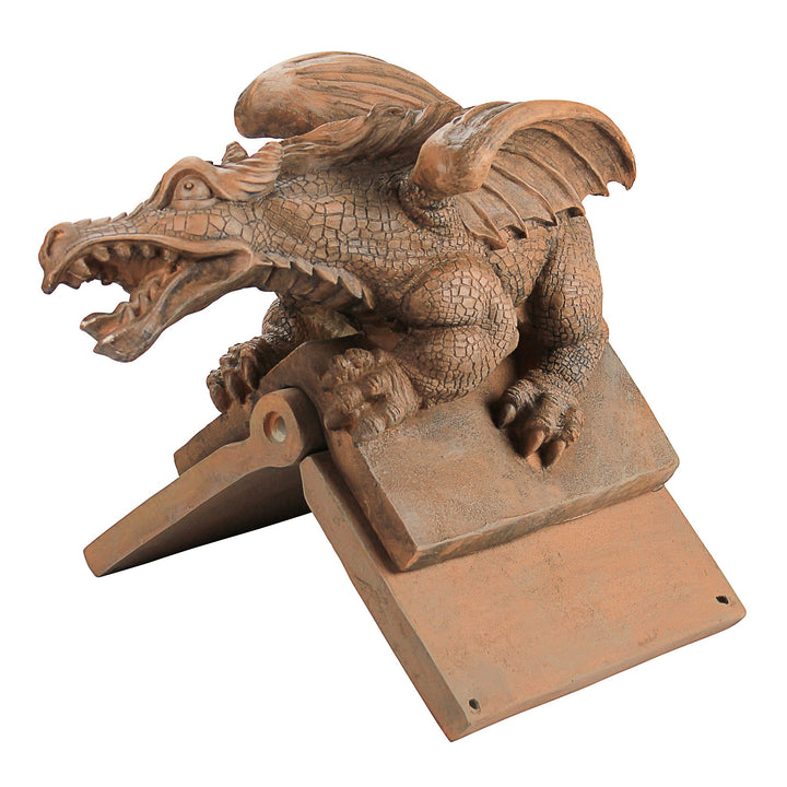 Design Toscano Apex Winged Dragon Sculptural Roof Cresting in Brown