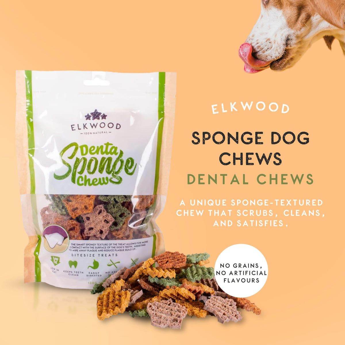 Elkwood Dental Sponge Chews for Dogs 100g | Natural Grain Free