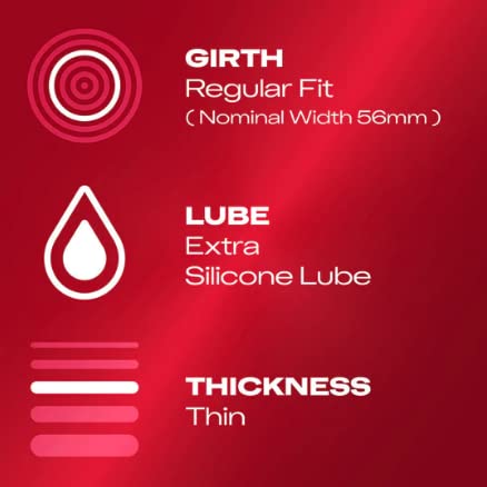 Durex Thin Feel Extra Lube Condoms 36 Pack - Silicone Lubricated - Regular Fit