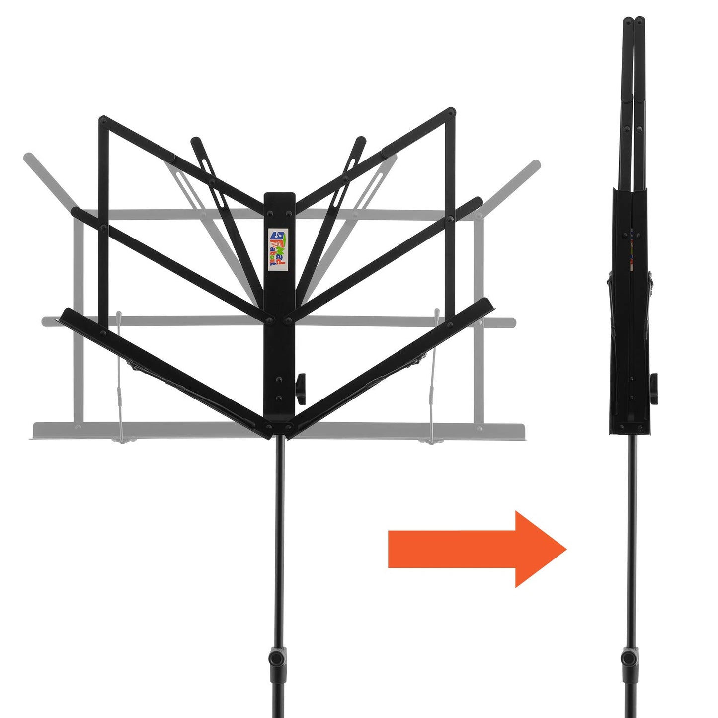 Mad About MA-MS02 Folding Music Stand Black with Carry Bag