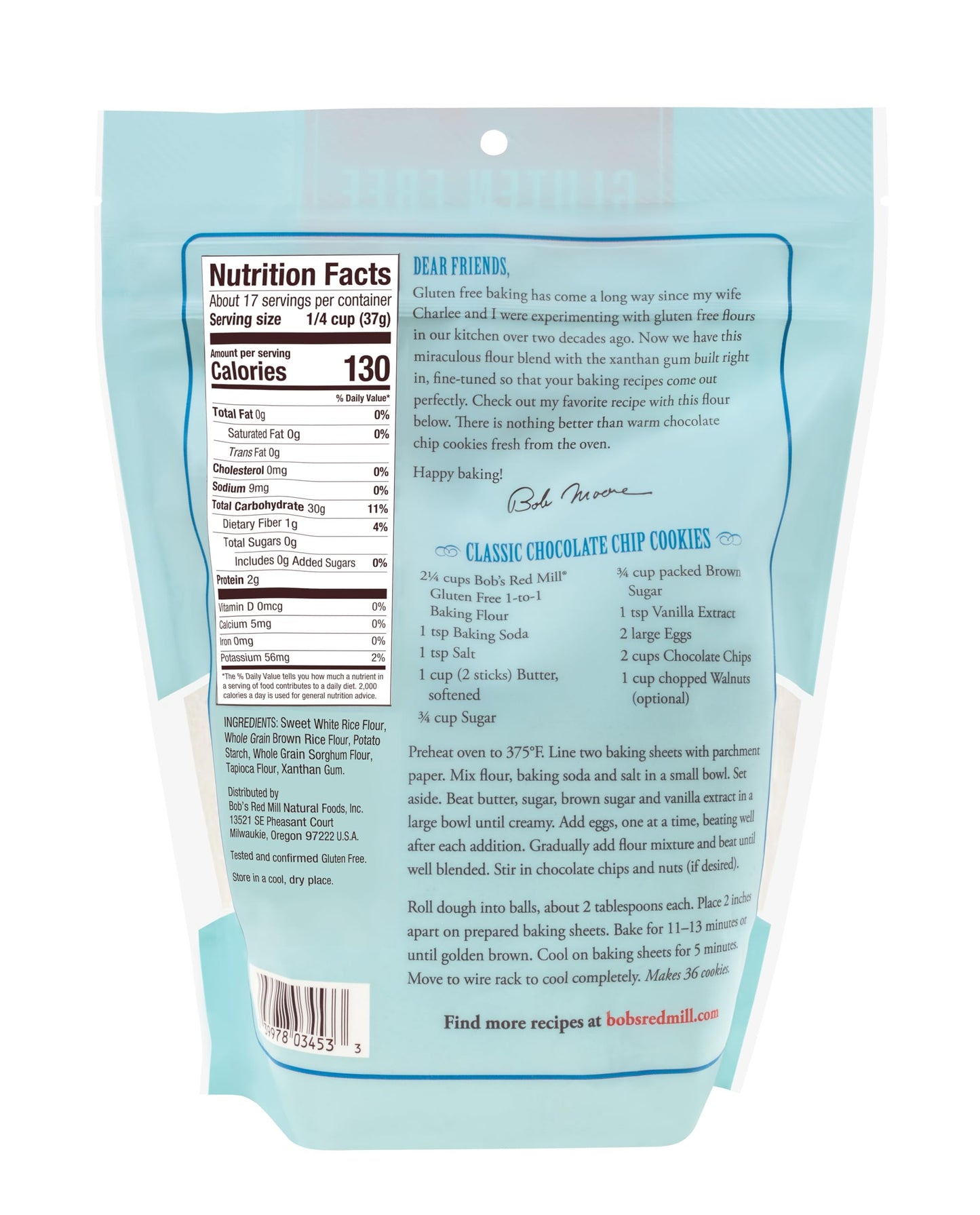 Bob's Red Mill Gluten Free 1 to 1 Baking Flour 624g Pouch