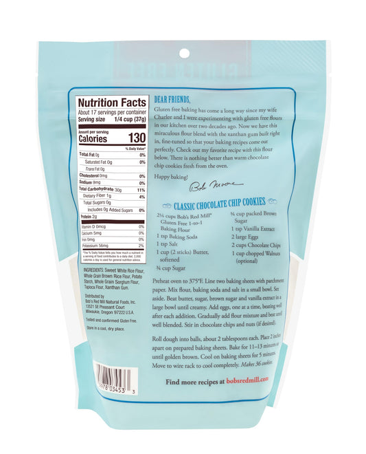 Bob's Red Mill Gluten Free 1 to 1 Baking Flour 624g Pouch