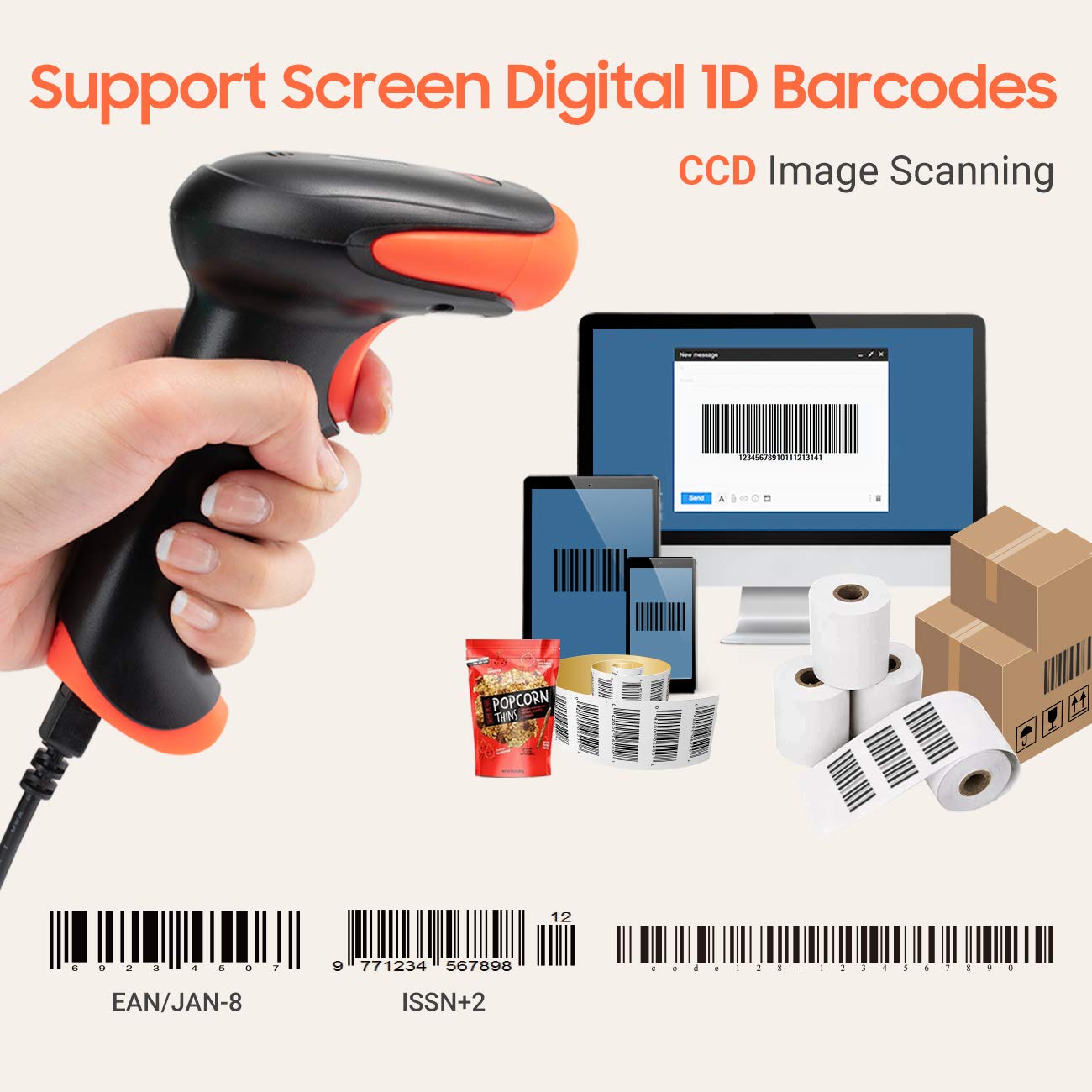Tera Pro 2500C Barcode Scanner CCD USB Wired Handheld 1D Reader