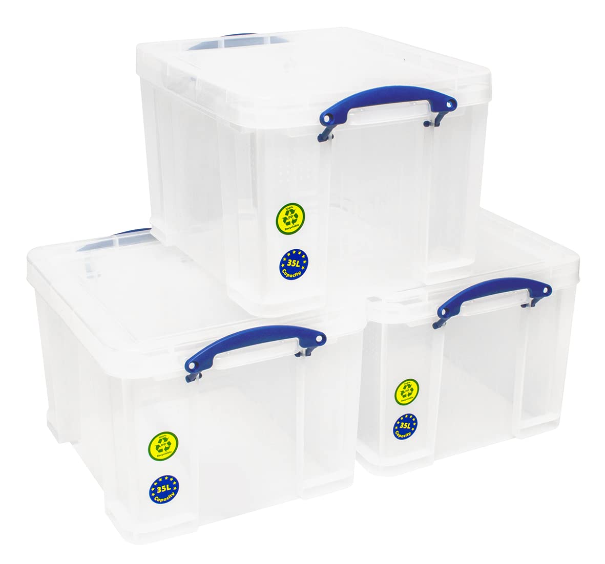 Really Useful Box 35L Clear Plastic Storage Box with Secure Lid